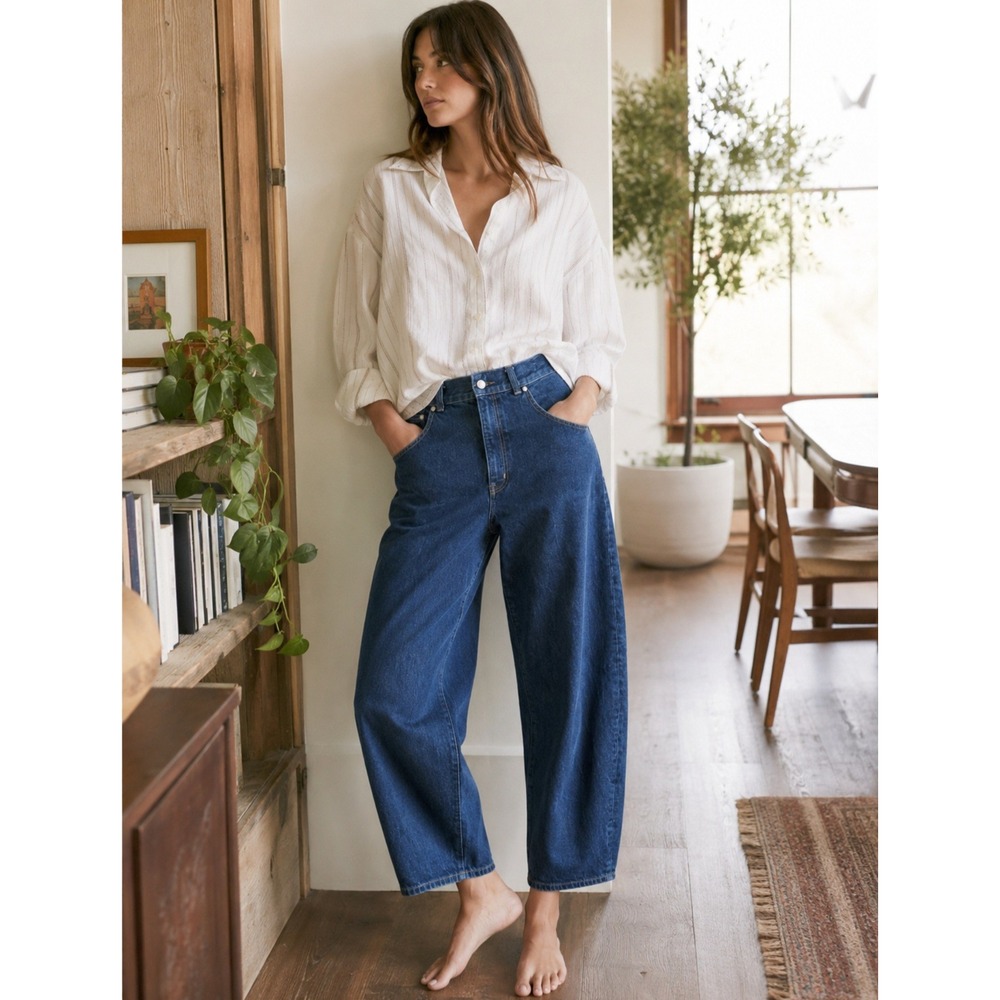 Madewell The Balloon Jean Indigo Blue High Rise Tapered Leg Denim NV838 Size 32